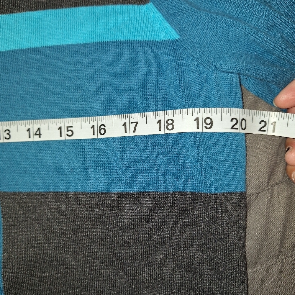 Allison Daley Turquoise & Black Pullover Rhinest Long Sleeve Sweater Size Small - Picture 7 of 8